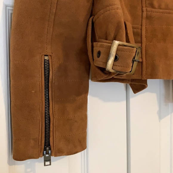 Lucky Brand Suede Camel-coloured Motorcycle Jacket - Picture 5 of 6